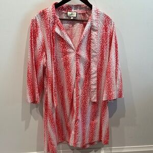 Tuckernuck Red and White Patterned Blouse